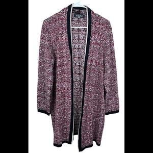 Kasper Sweater‎ Woman’s Large Black Red Classic Metallic Cardigan